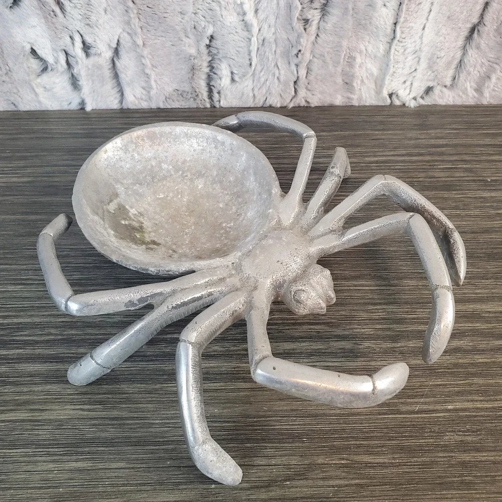 Pewter Large Spider Candy Trinket Dish 9